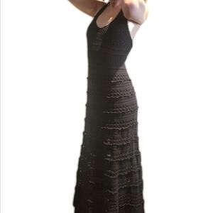 MODA International Black Crochet Halter Dress M